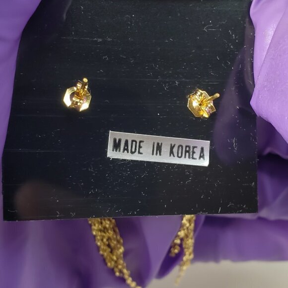 Women's Polished Gold tone Hoop Fringed Chain Post Drop Dangle Earrings, 2.75-in - Picture 8 of 8